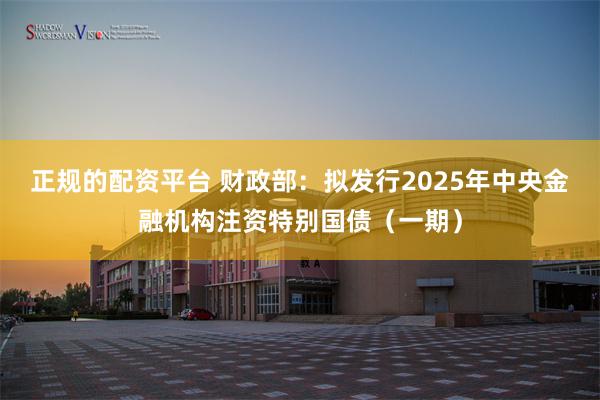 正规的配资平台 财政部：拟发行2025年中央金融机构注资特别国债（一期）